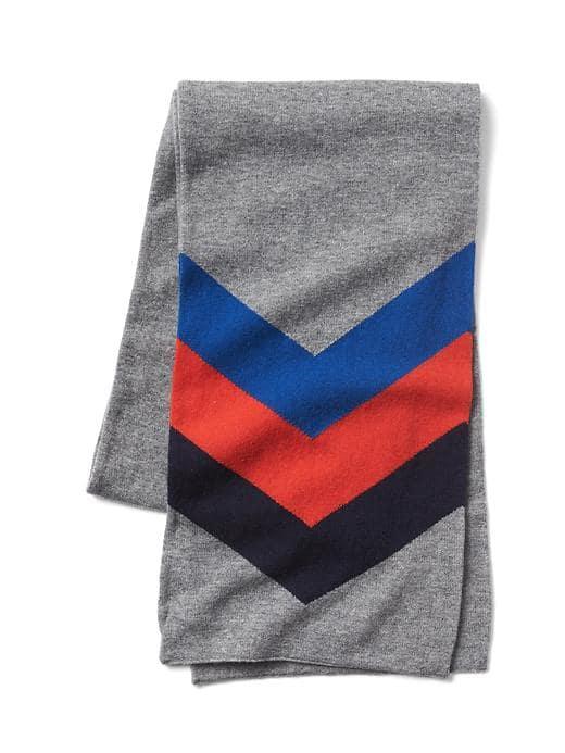 Gap Men Merino Wool Blend Stripe Ski Scarf - New Heather Grey