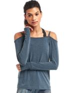Gap Women Gapfit Breathe Off Shoulder Ballet Long Sleeve Tee - Constellation Blue