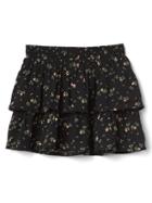 Gap Tiered Flippy Skirt - Black Print