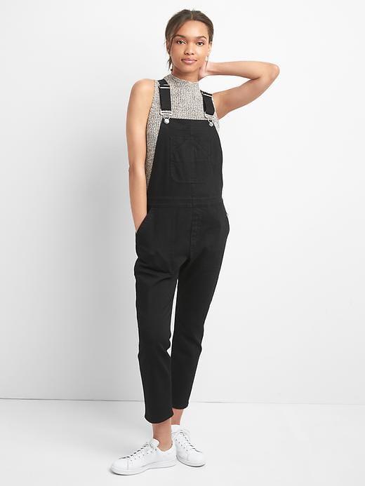 Gap Women Slouchy Crop Denim Overalls - Black