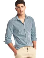 Gap Men True Wash Micro Plaid Slim Fit Shirt - Going Green