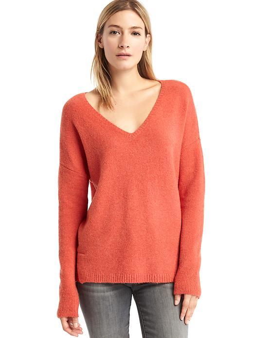 Gap Women V Neck Cozy Sweater - Letterman Orange