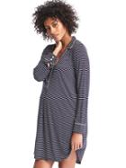 Gap Print Sleep Shirtdress - Pencil Strp Drk Indigo