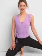 Gap Women Breathe V Neck Wrap Crop Tank - Hyacinth Hybrid Nylon
