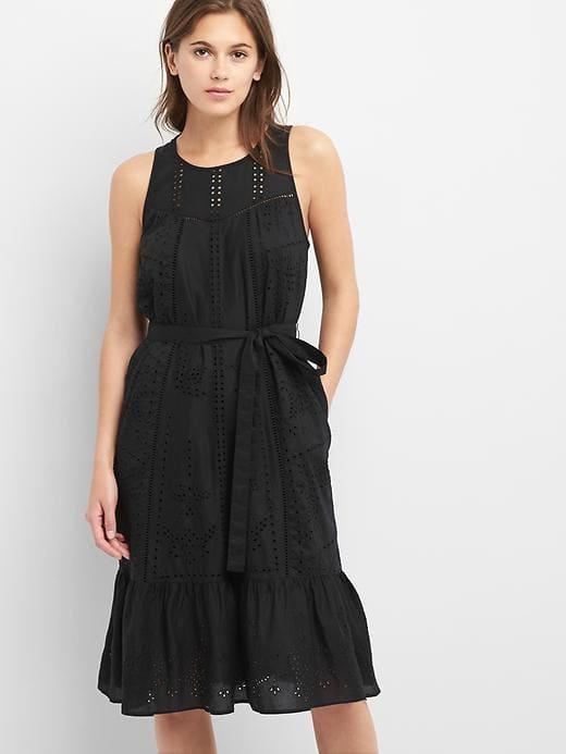 Gap Eyelet Sleeveless Tier Dress - True Black