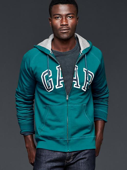 Gap Men Arch Logo Heavyweight Zip Hoodie - Mallard