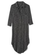 Gap Women Soft Midi Space Dye Shirtdress - Black Space Dye