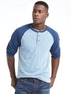 Gap Men Slub Jersey Baseball Henley - Classic China Blue