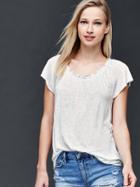 Gap Shirred Short Sleeve Top - Frosty Heather