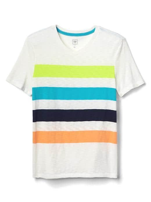 Gap Women Bold Stripe V Neck Slub Tee - New Off White