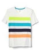 Gap Women Bold Stripe V Neck Slub Tee - New Off White