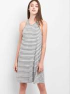 Gap Women Stripe Halter Dress - Gray Stripe