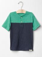 Gap Colorblock Marled Henley - Southern Turquoise