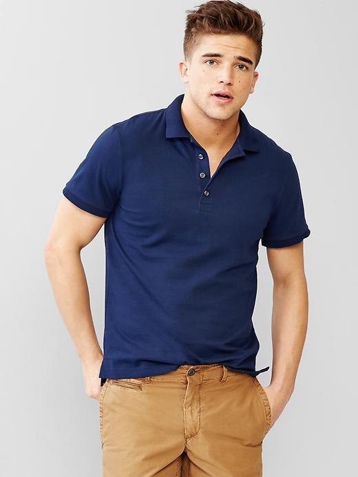 Gap Men Solid Jersey Polo - Elysian Blue