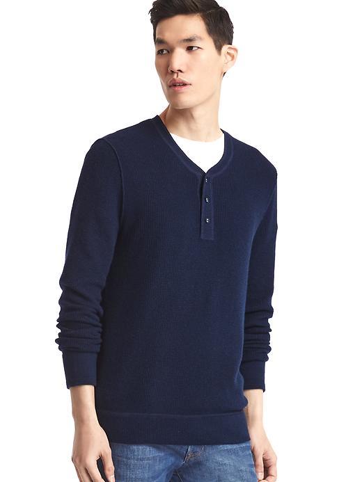 Gap Men Softspun Knit Henley - Navy