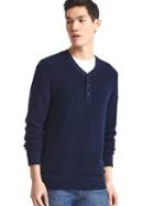 Gap Men Softspun Knit Henley - Navy