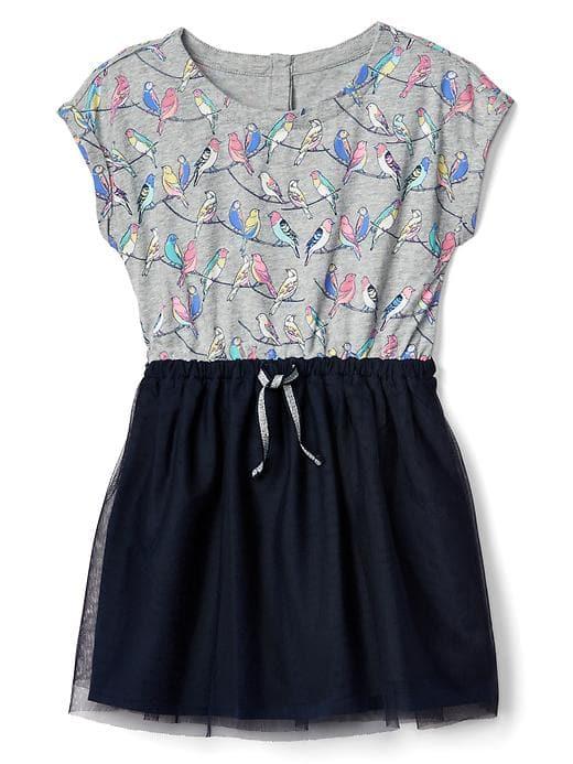 Gap Print And Tulle Dress - B Grey Print