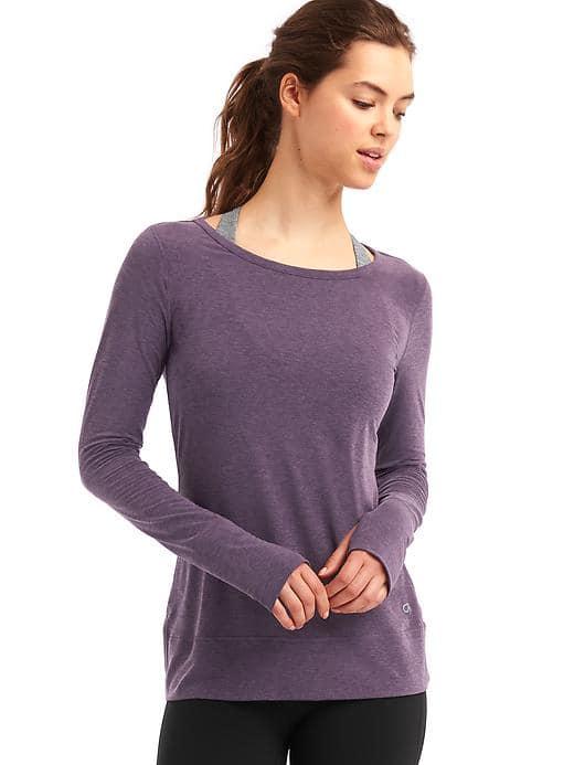 Gap Women Gapfit Breathe Long Sleeve Ballet Tee - Deep Purple