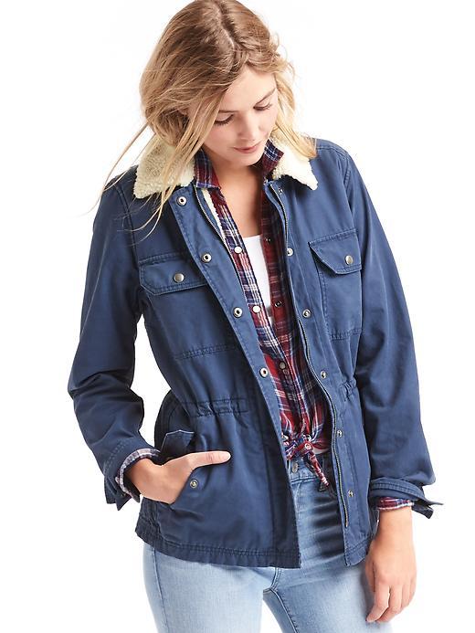 Gap Women Sherpa Lined Utility Jacket - Night