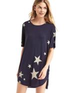 Gap Women Pure Body Essentials T Shirt Dress - North Star Dark Indigo