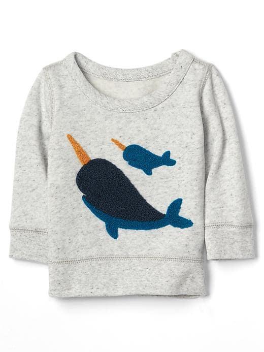 Gap Narwhale Crew Pullover - New Heather Grey