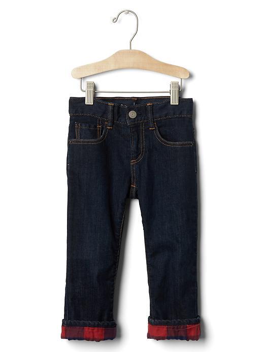Gap 1969 Flannel Lined Straight Jeans - Dark Wash Indigo