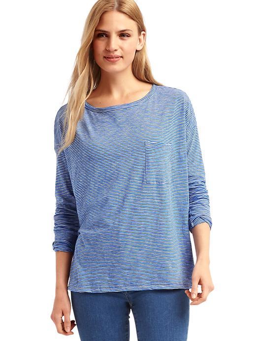 Gap Boatneck Stripe Long Sleeve Tee - Blue Stripe