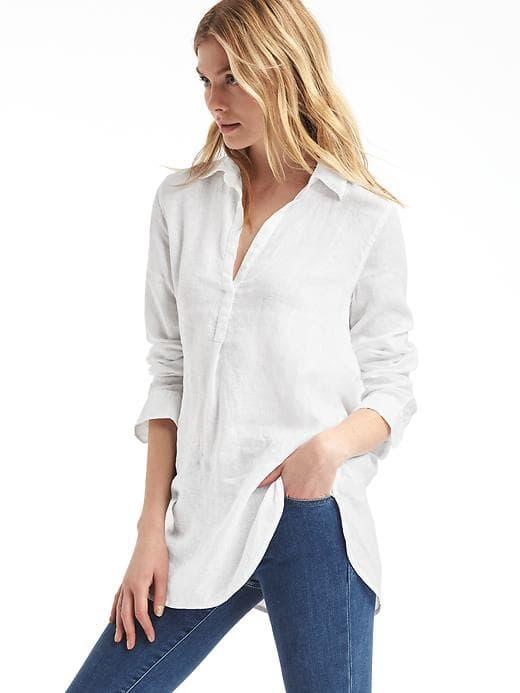 Gap Women Linen Popover Tunic - White