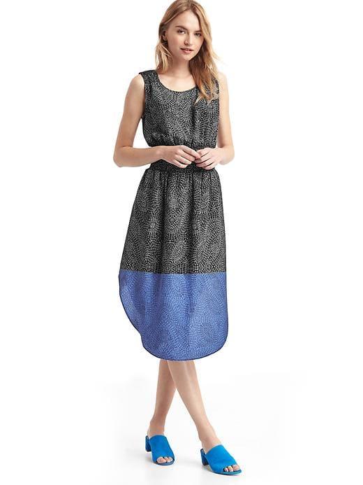 Gap Women Print Midi Tank Dress - Black Print