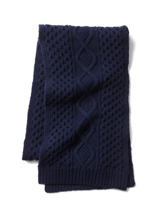 Gap Men Merino Cable Knit Scarf - Navy