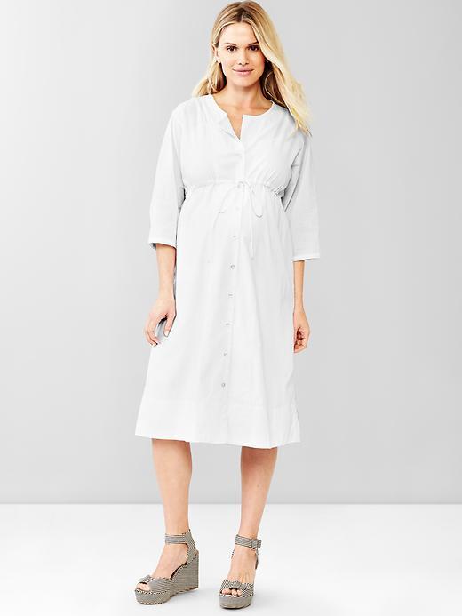 Gap Three Quarter Sleeve Seersucker Shirtdress - White