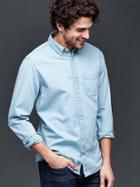 Gap Men Indigo Twill Oxford Shirt - Bleached Indigo