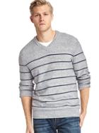 Gap Men Stripe V Neck Sweater - Grey/navy