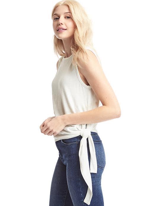 Gap Women Softspun Knit Side Tie Tank - New Off White