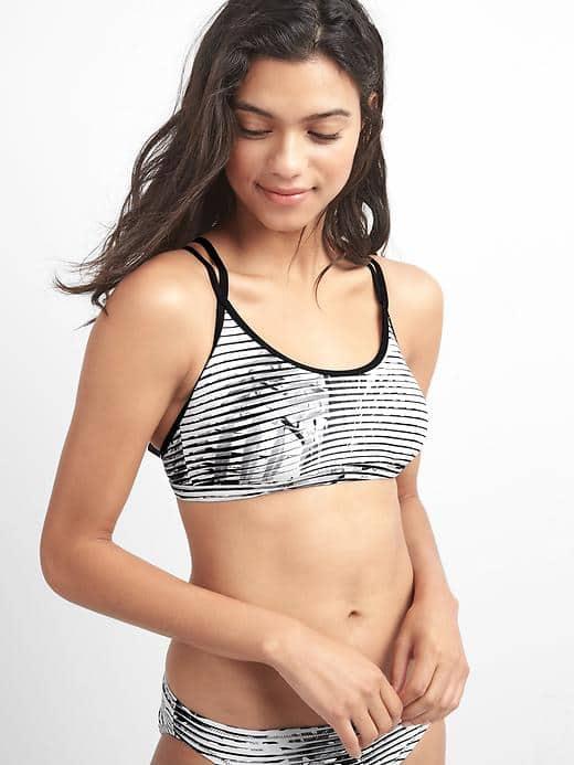 Gap Women Strappy Bikini Top - Black & White Print