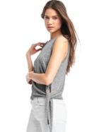 Gap Women Softspun Knit Side Tie Tank - Space Dye Grey Marl