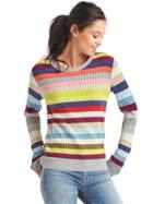 Gap Women Merino Wool Blend Stripe Ribbed Sweater - Crazy Stripe