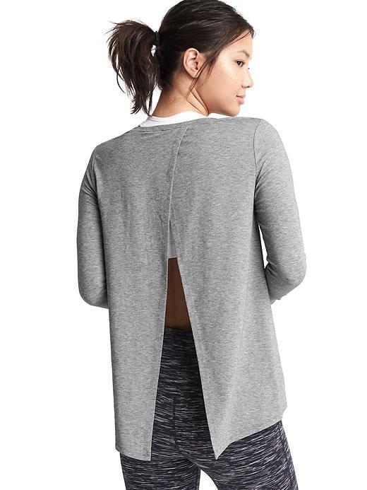 Gap Women Gapfit Breathe Tie Back Tee - New Heather Grey