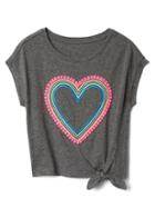 Gap Women Embellished Graphic Side Tie Tee - Heather Grey