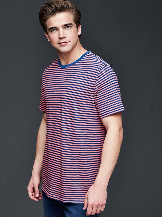 Gap Men Indigo Contrast Stripe T Shirt - Red Stripe