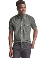 Gap Men Oxford Short Sleeve Standard Fit Shirt - Cast Iron