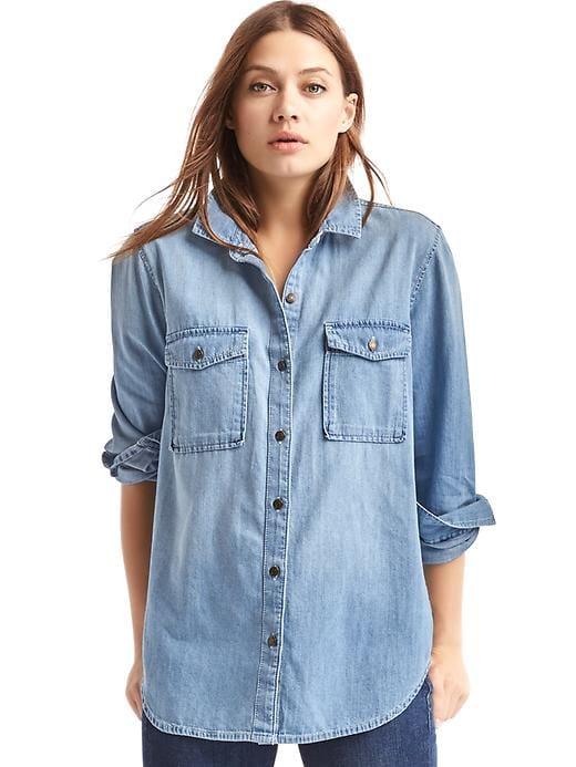 Gap Women 1969 Denim Utility Shirt - Light Indigo