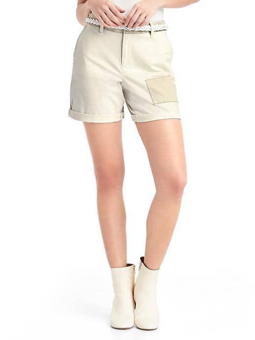 Gap Women Patchwork Girlfriend Chino Shorts - Snow Cap