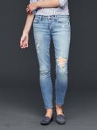 Gap Women 1969 Destructed Authentic True Skinny Jeans - Light Indigo