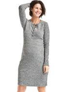 Gap Women Softspun Knit Henley Dress - Charcoal Gray