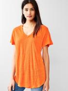 Gap V Neck Linen Tee - Fire Sky