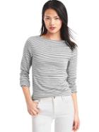 Gap Women Modern Stripe Long Sleeve Tee - Grey Stripe