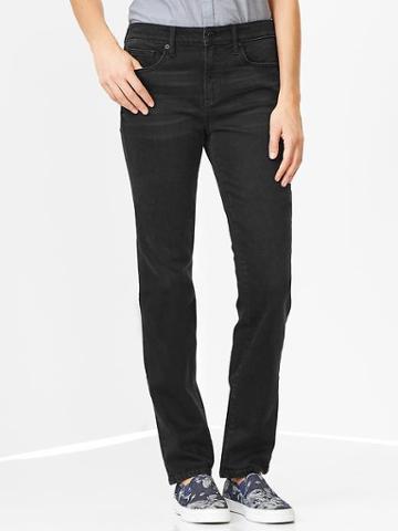 Gap 1969 Mid Rise Real Straight Jeans - Washed Black