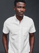 Gap Men Oxford Dot Short Sleeve Standard Fit Shirt - White