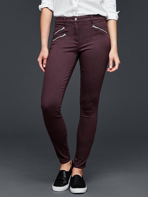 Gap Women Zip Skinny Legging Pants - Birch Beer